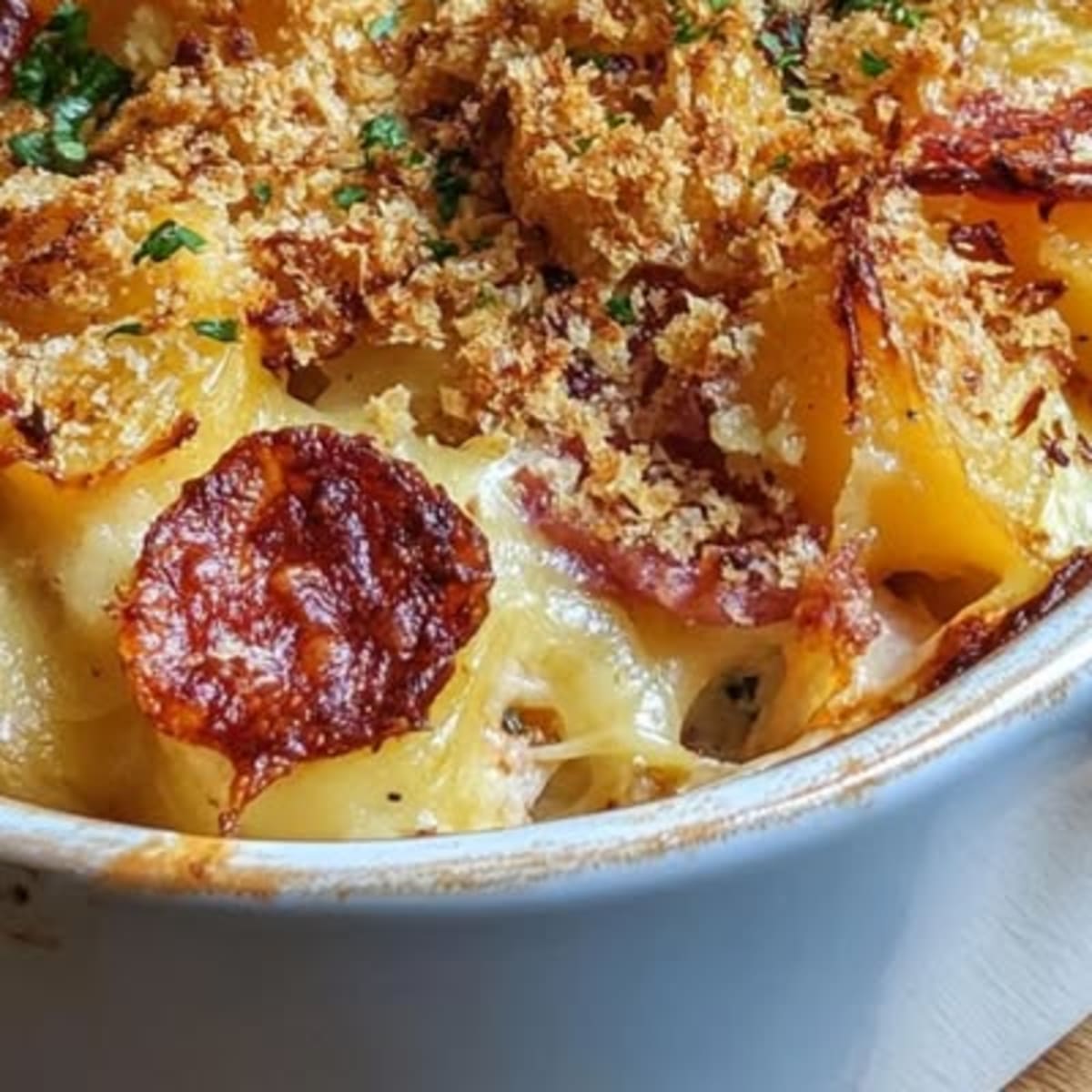 Gratin Crozets Porri Chorizo2