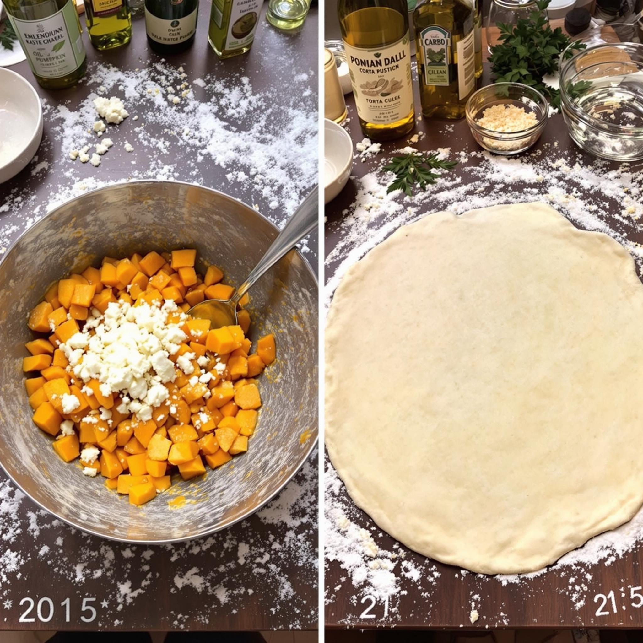 Torta rustica con zucca e feta