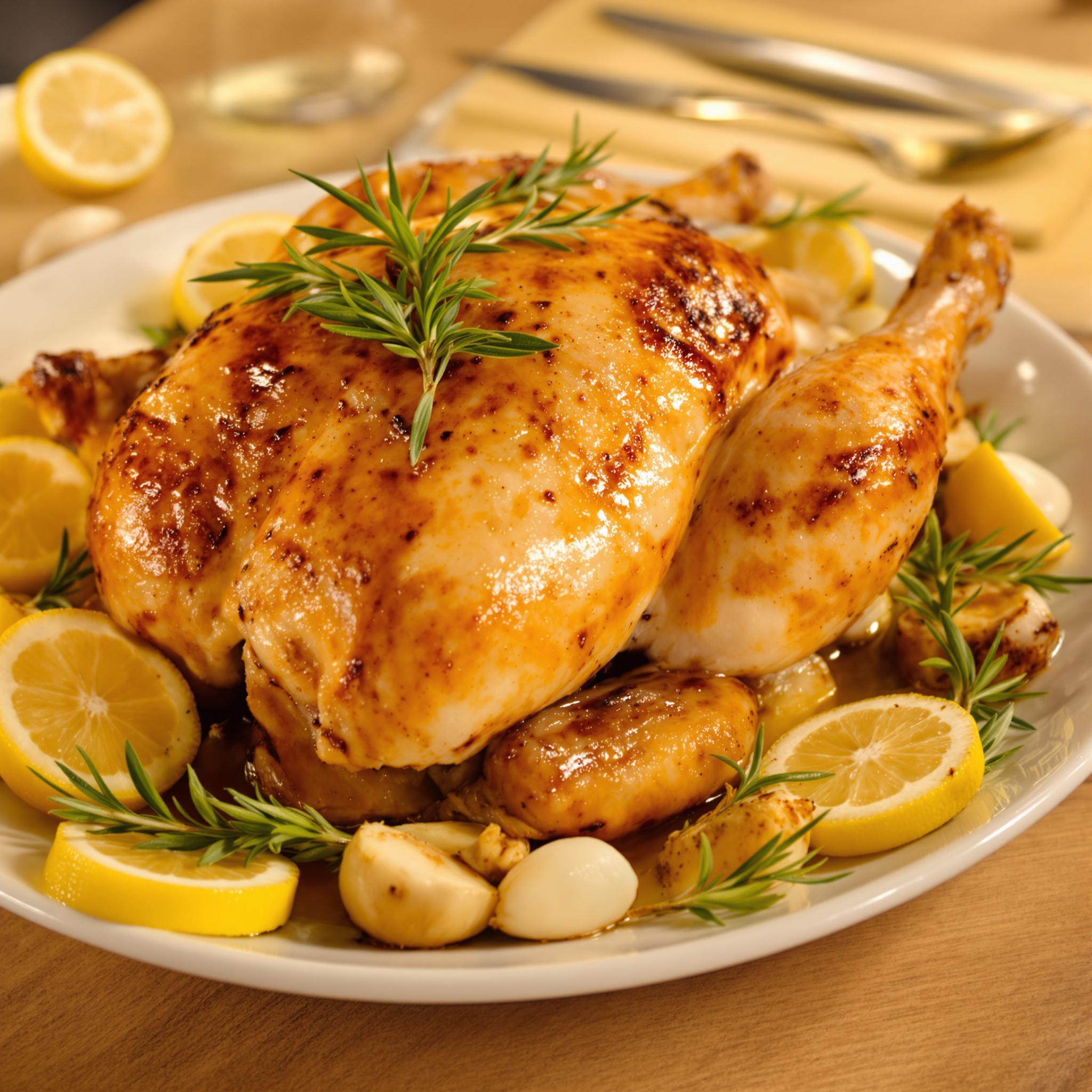 Pollo arrosto con limone e aglio