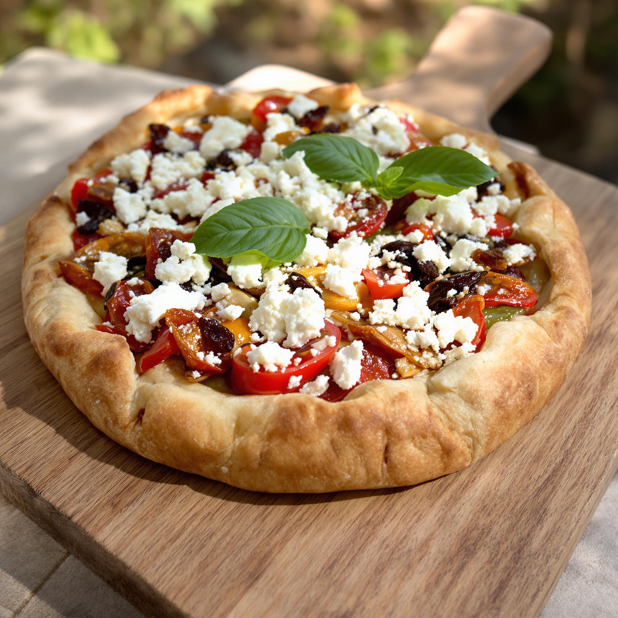 Torta salata con feta e pomodori secchi