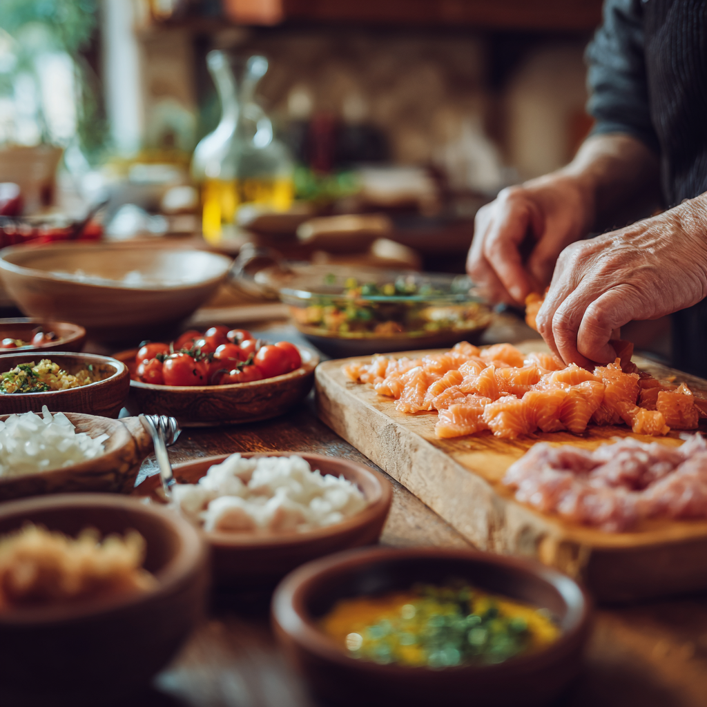 antipasti con salmone