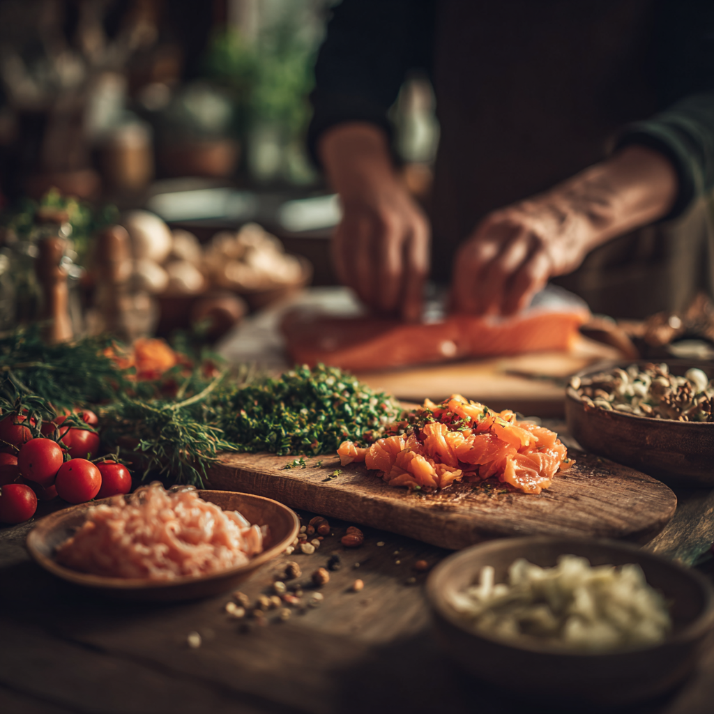 antipasto con salmone