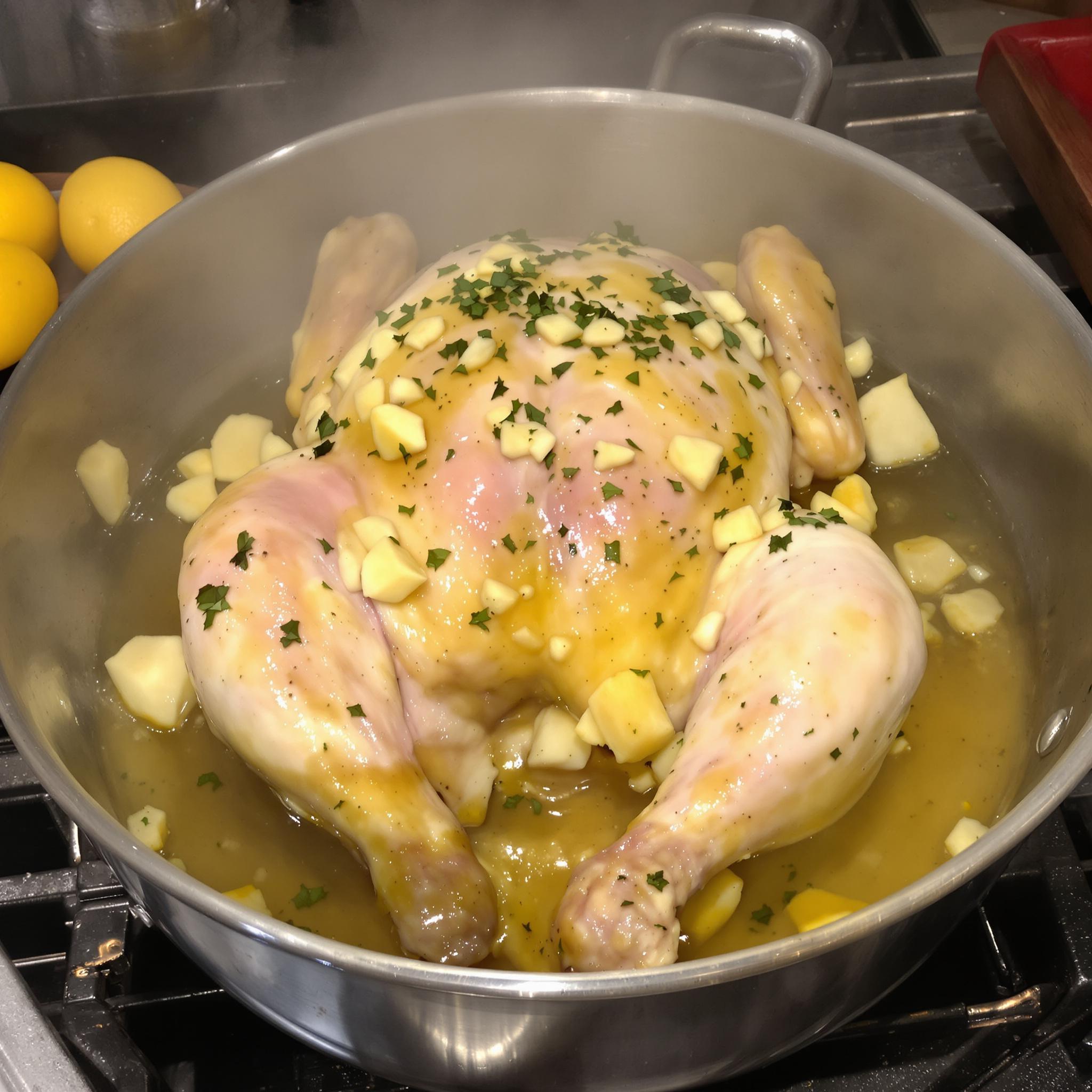 Pollo arrosto con limone e aglio