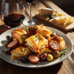 antipasti con pasta sfoglia e wurstel