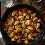 ricetta pollo e peperoni in padella