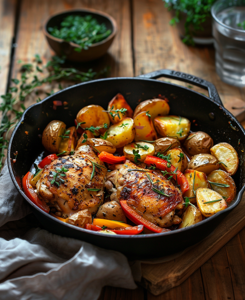 ricetta pollo e peperoni in padella