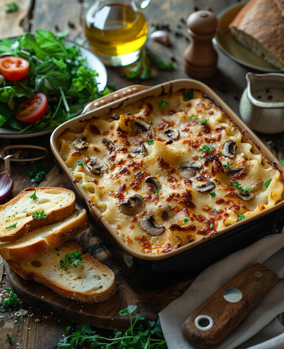 Pasta al forno con funghi