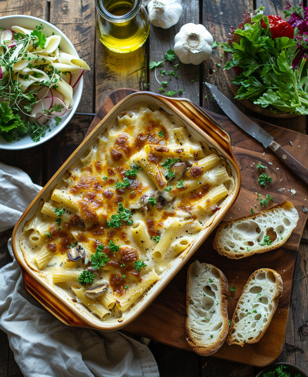 Pasta al forno con funghi