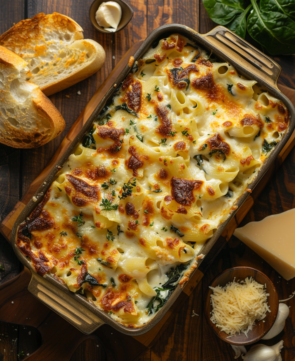 Pasta al forno con ricotta e spinaci