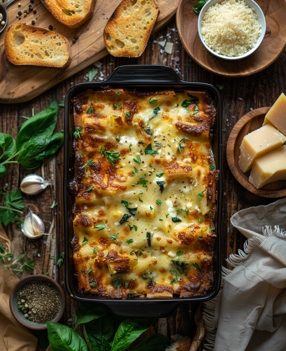 Pasta al forno con ricotta e spinaci