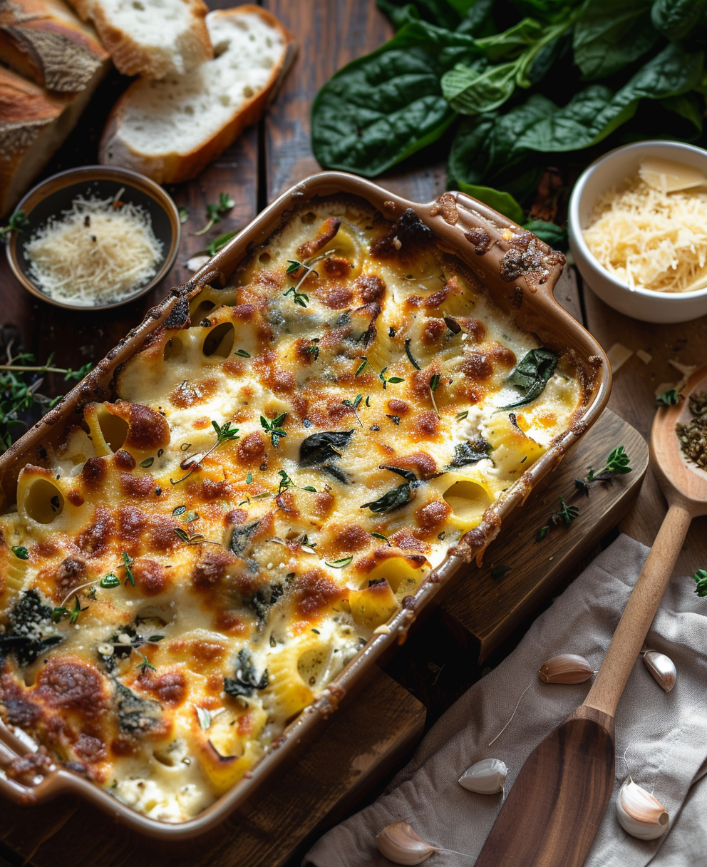 Pasta al forno con ricotta e spinaci