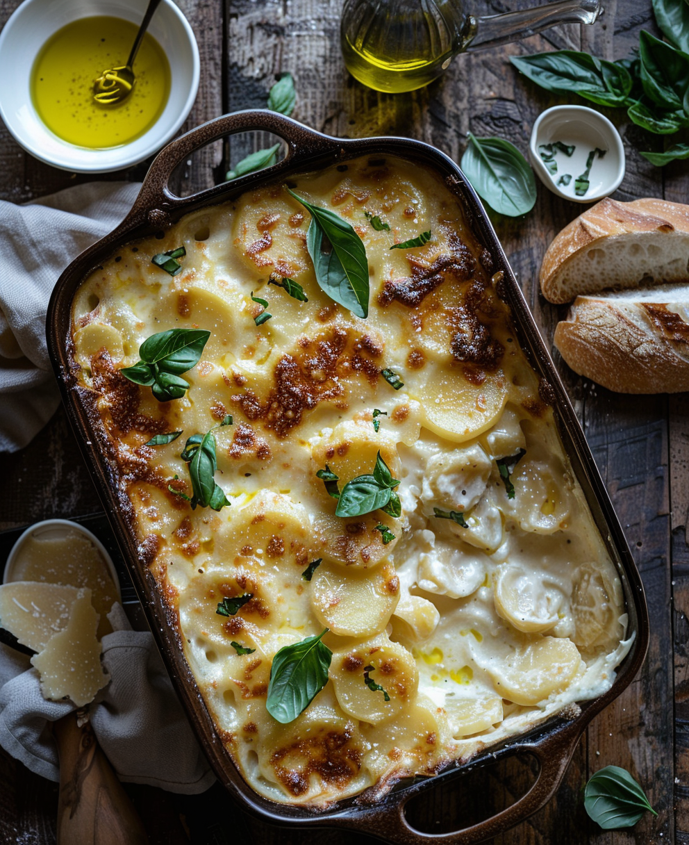 Pasta e patate con provola al forno