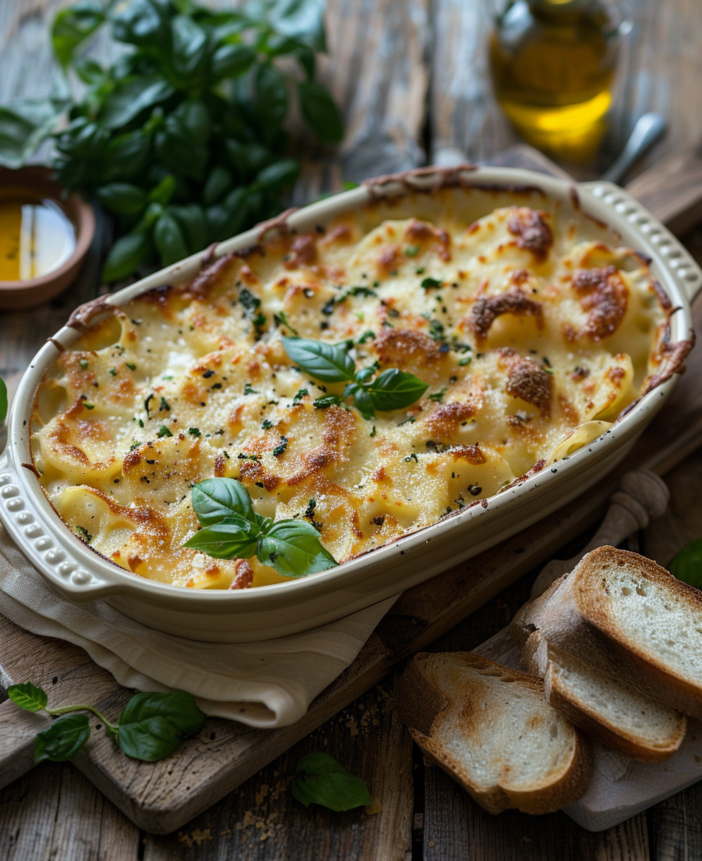 Pasta e patate con provola al forno