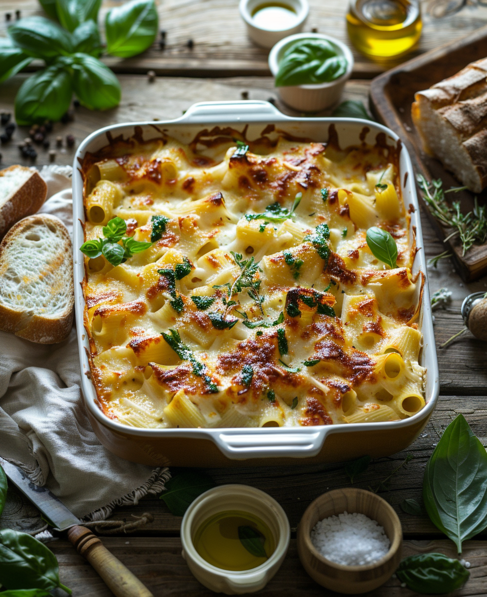 Pasta e patate con provola al forno