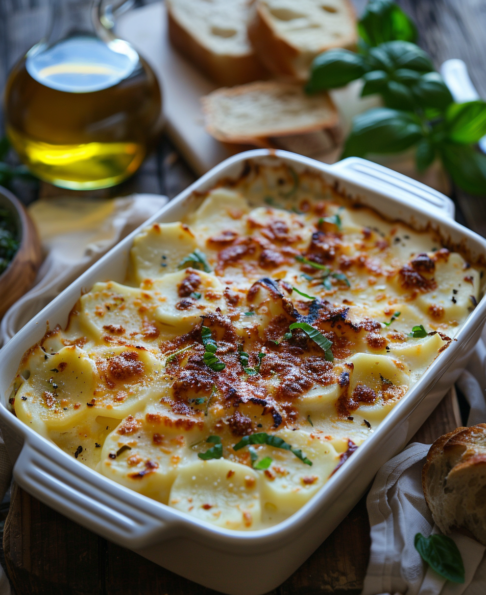 Pasta e patate con provola al forno