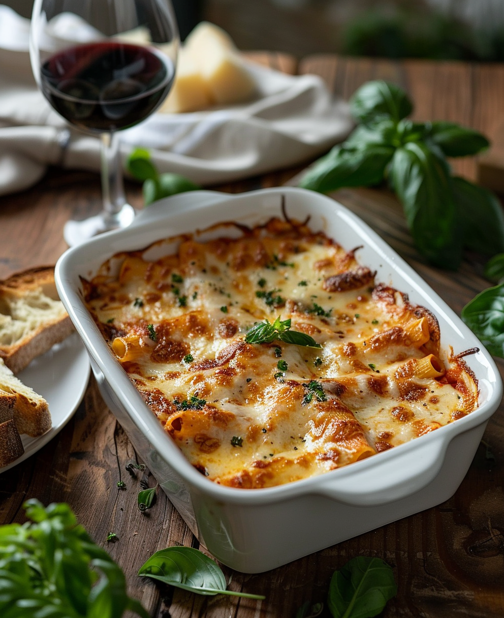 Pasta pomodoro mozzarella al forno