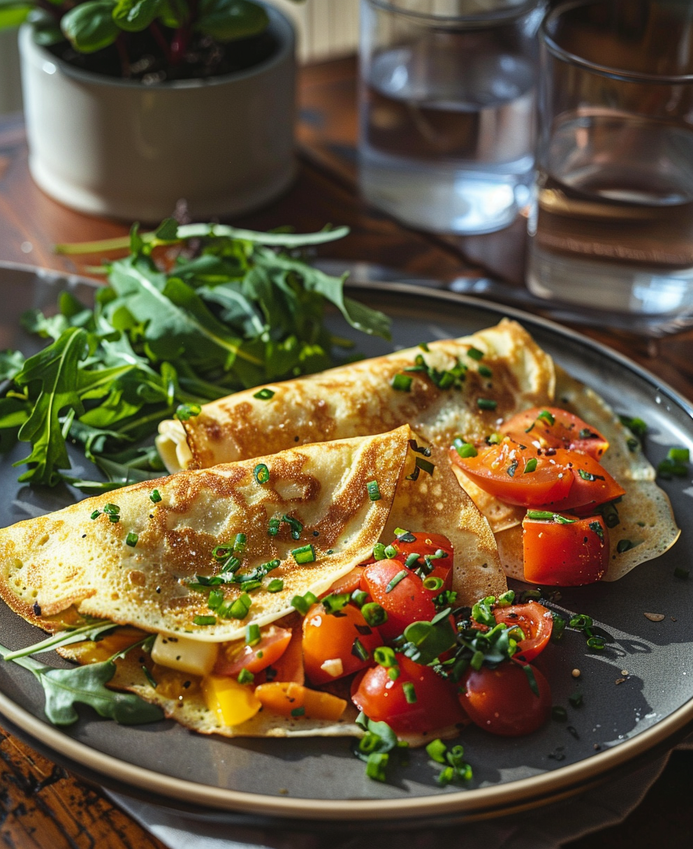 crepes di farina di ceci con verdure