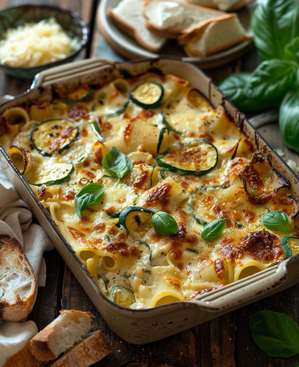Pasta al forno con zucchine e mozzarella