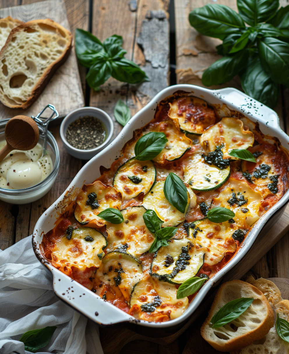 Pasta al forno con zucchine e mozzarella