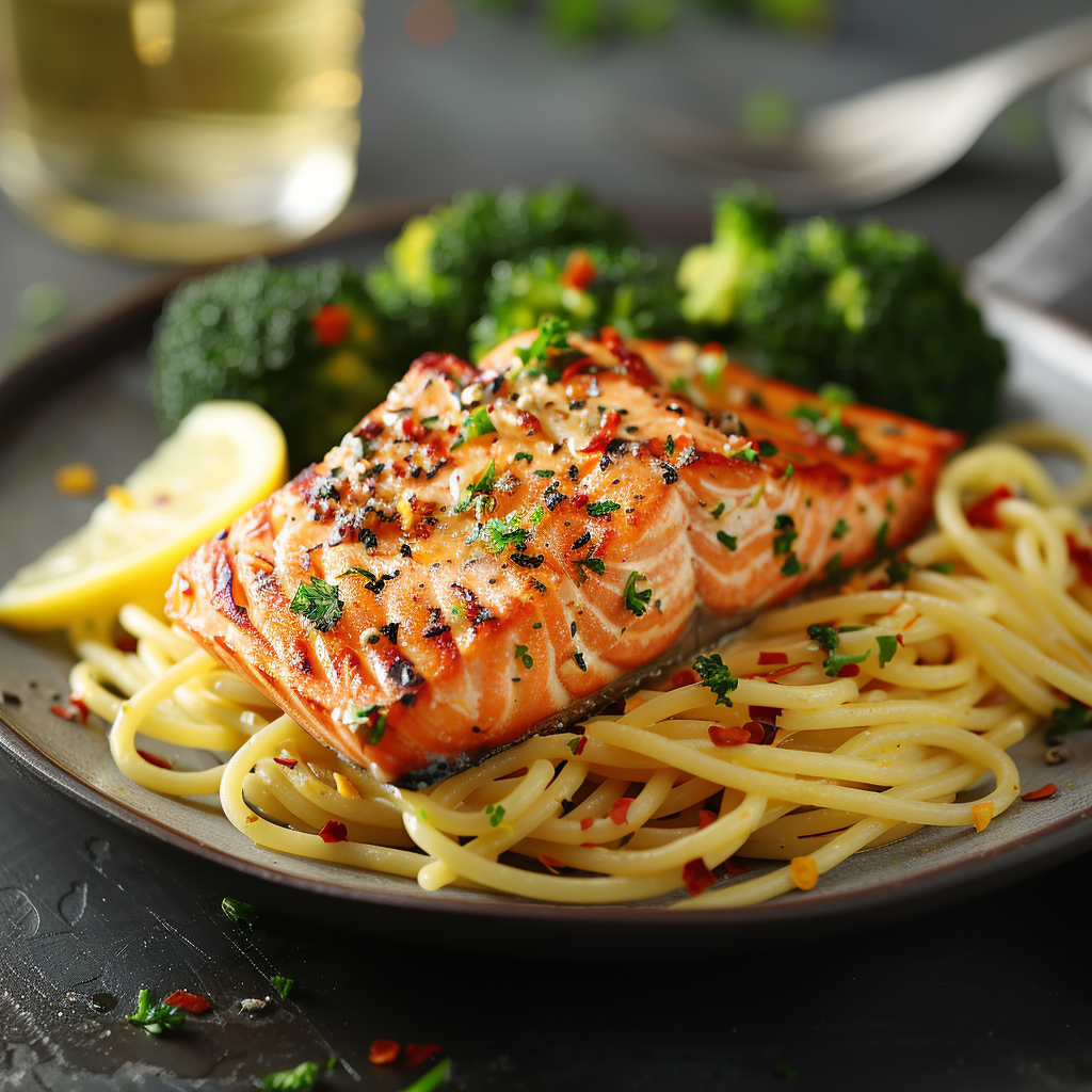 Pasta con il salmone fresco senza panna