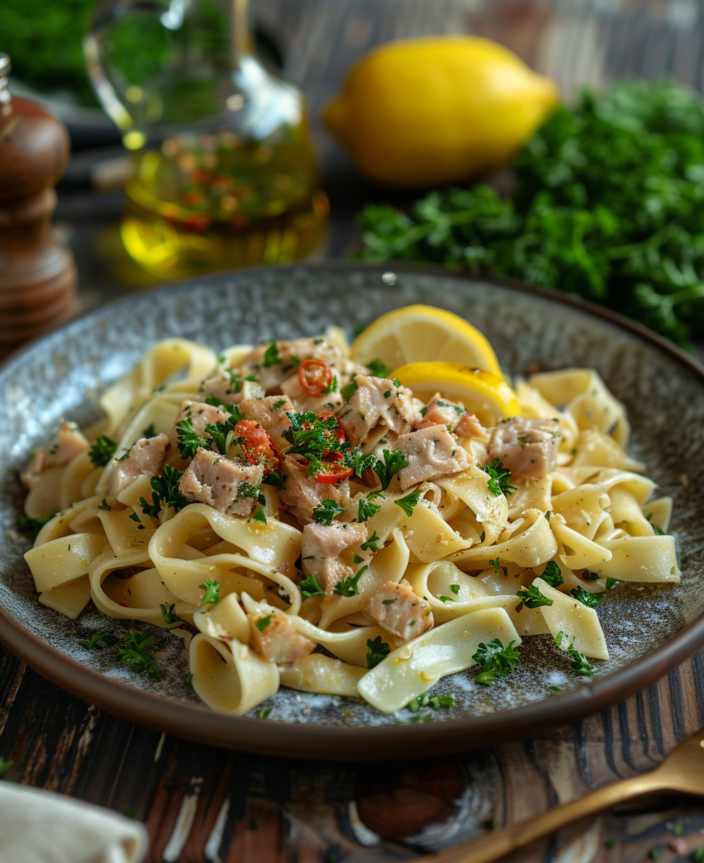 Pasta con il tonno fresco