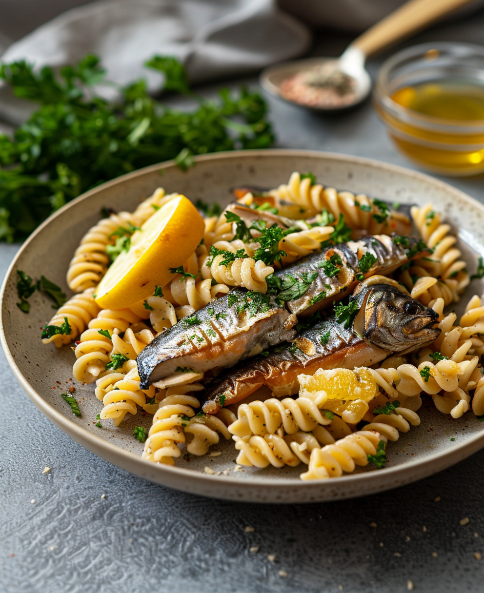 Pasta con lo sgombro fresco