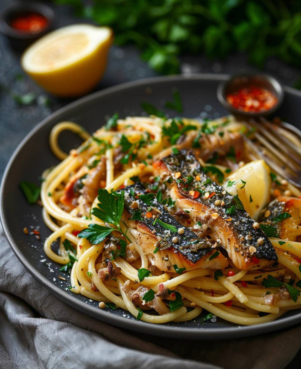 Pasta con lo sgombro fresco
