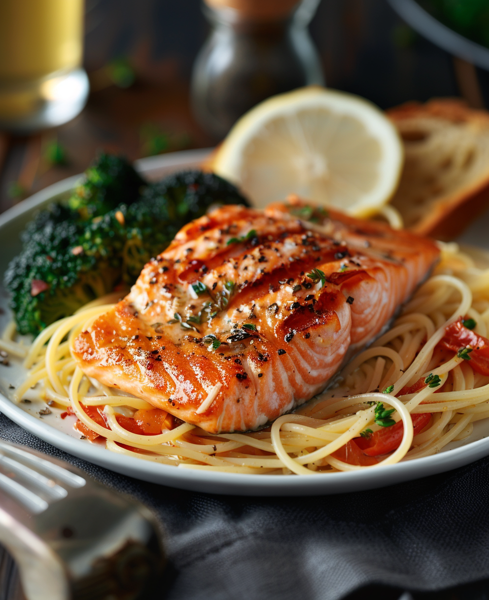 Pasta con salmone fresco e limone