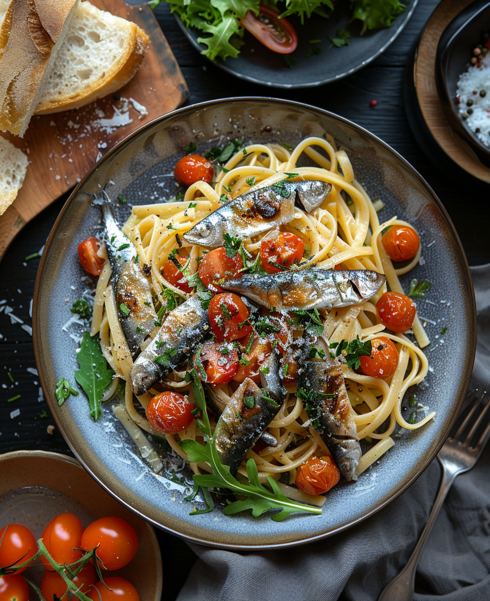 Pasta con sarde fresche e pomodorini
