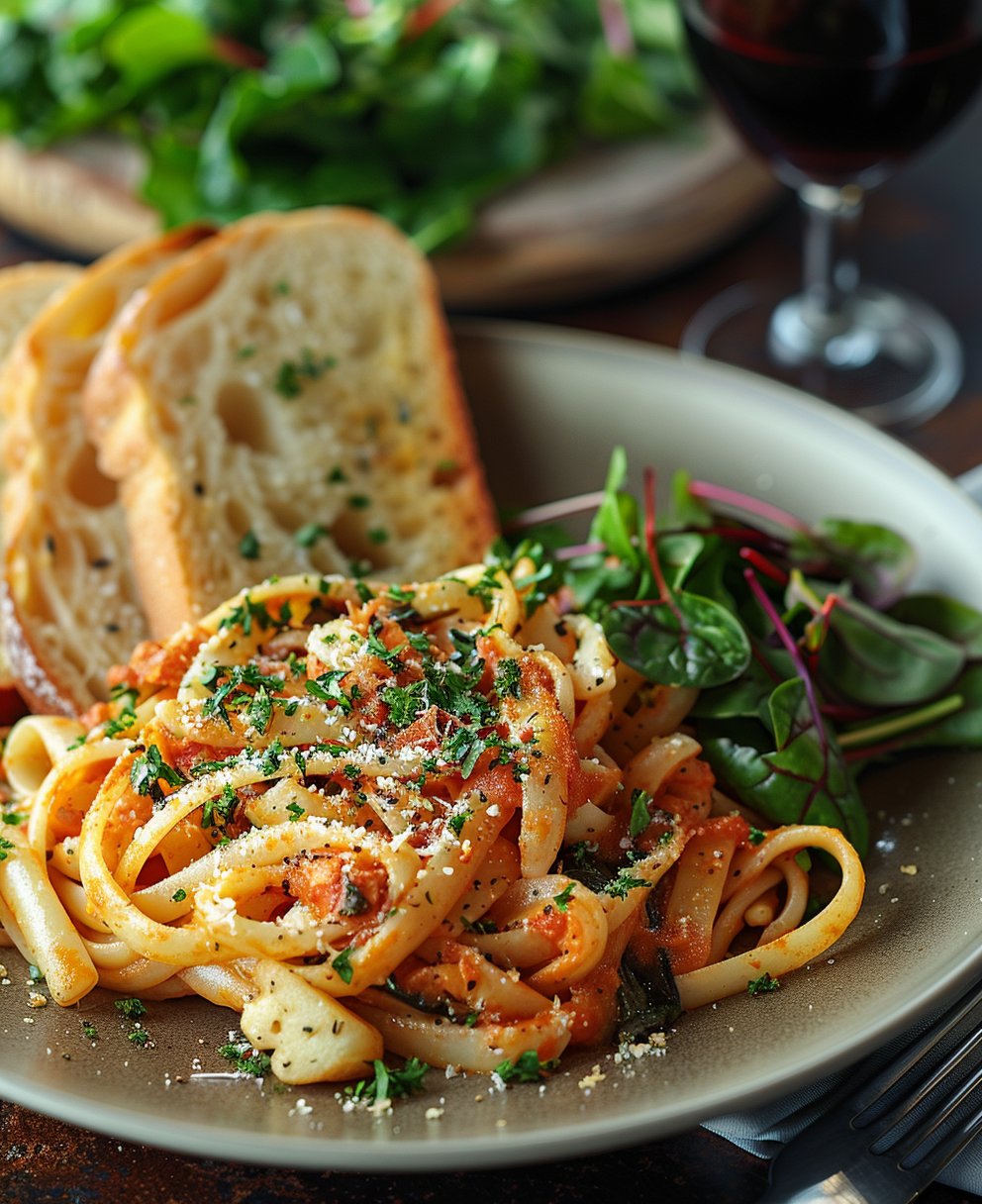 Pasta con spinaci freschi