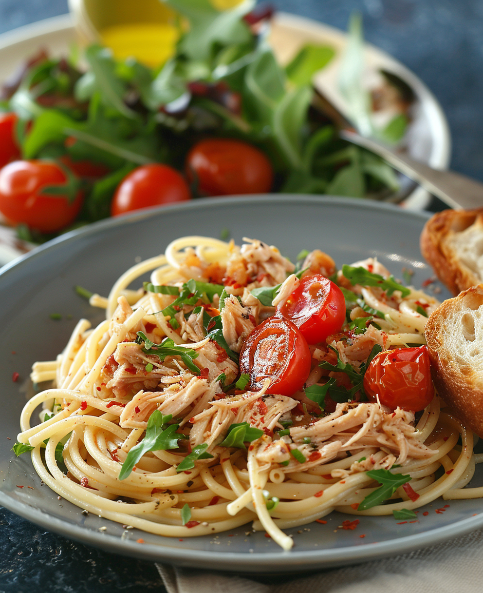 Pasta con tonno fresco e pomodorini