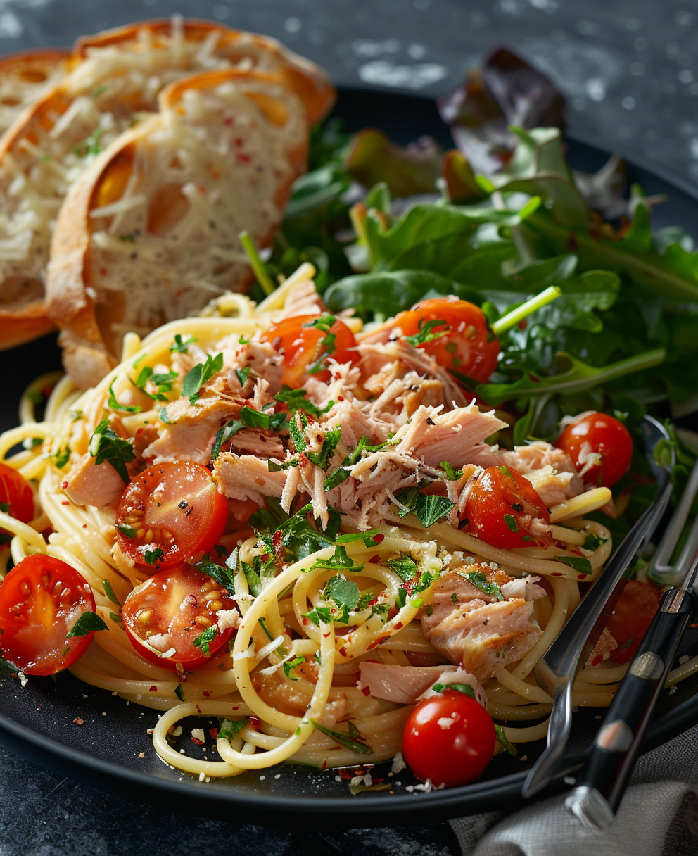 Pasta con tonno fresco e pomodorini