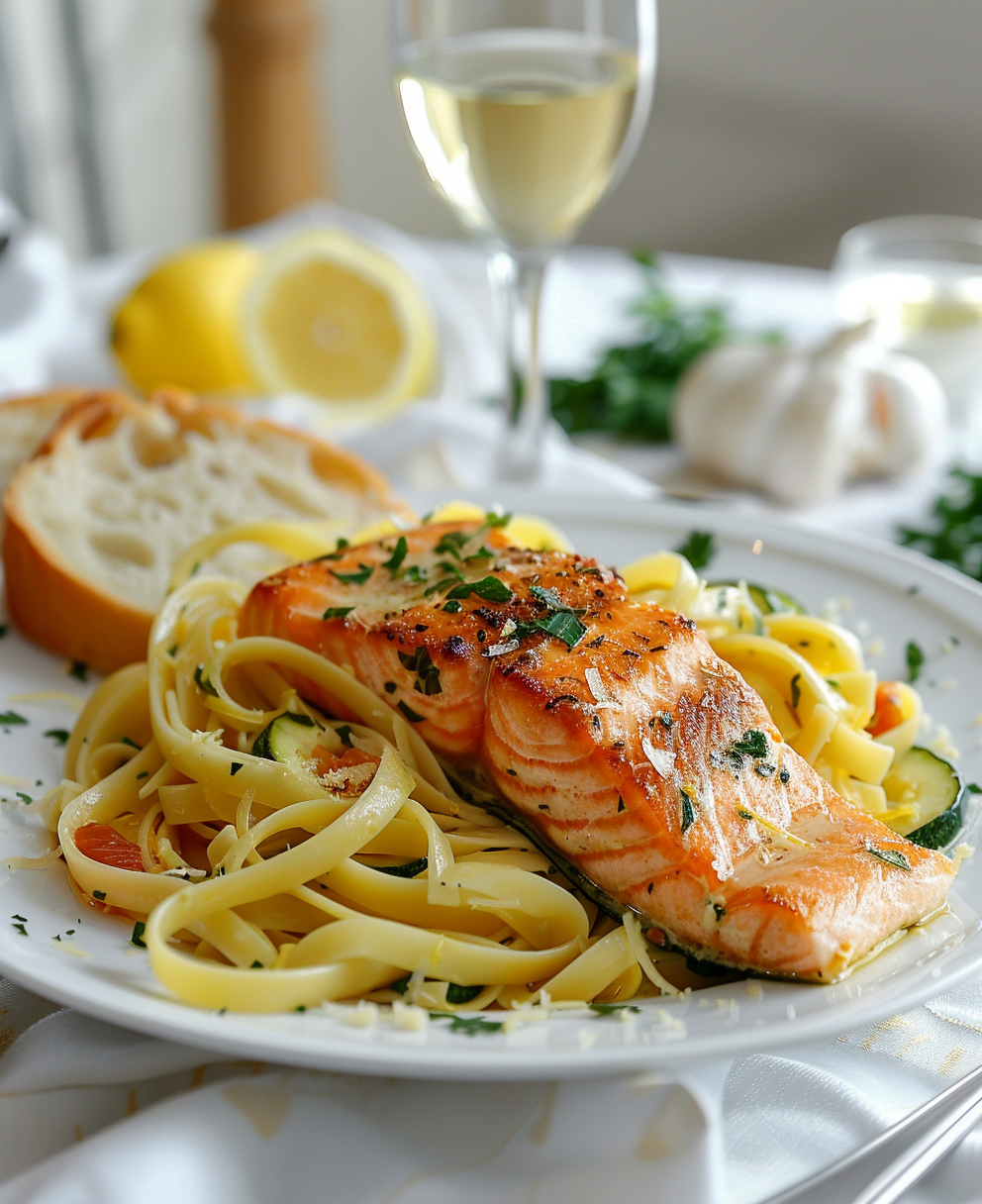 Pasta zucchine e salmone fresco