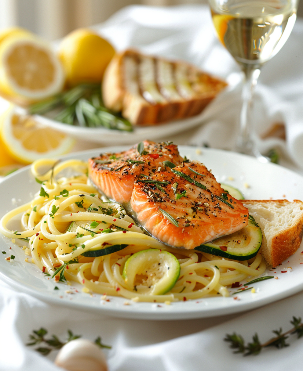 Pasta zucchine e salmone fresco