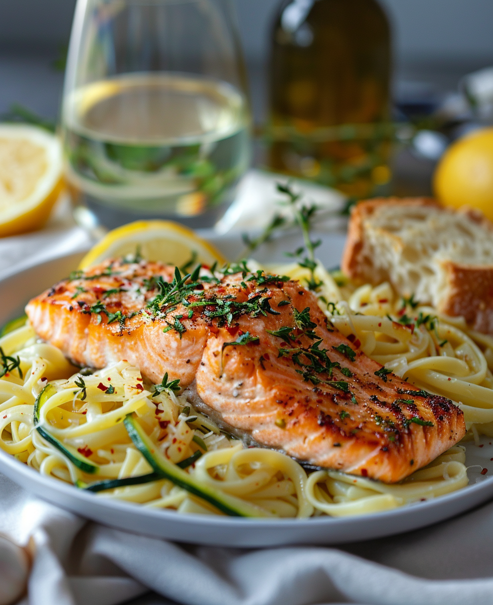 Pasta zucchine e salmone fresco
