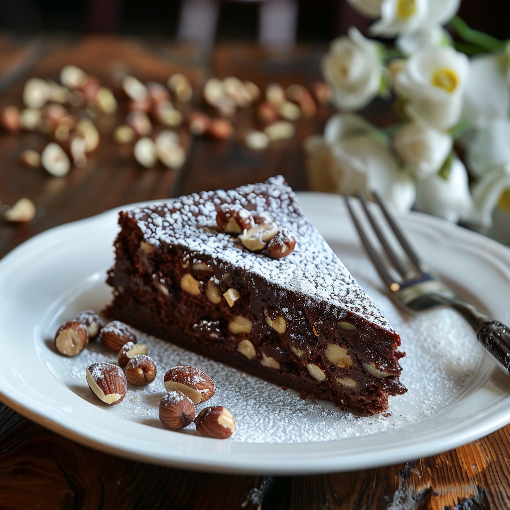 torta con nocciole e cioccolato