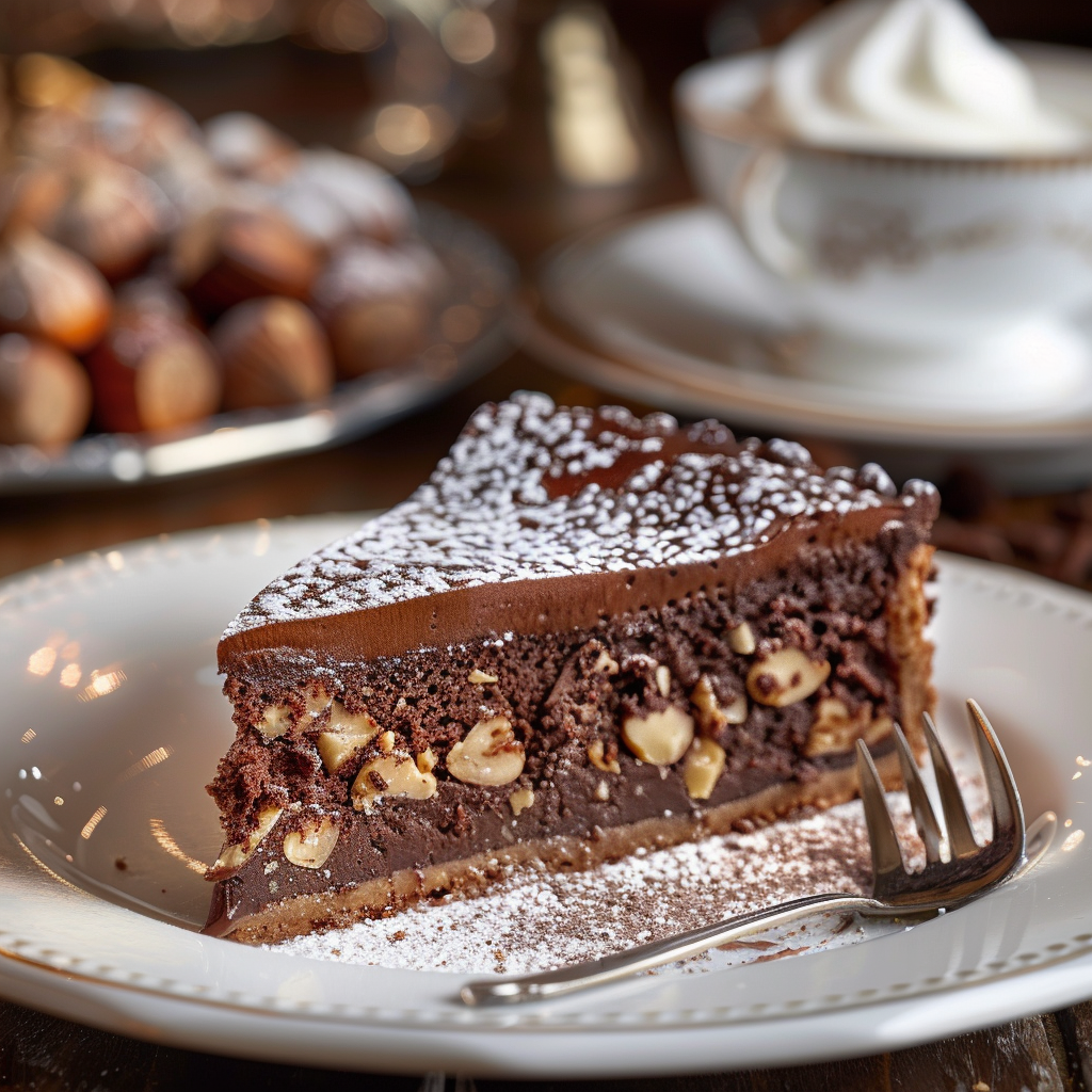 torta con nocciole e cioccolato