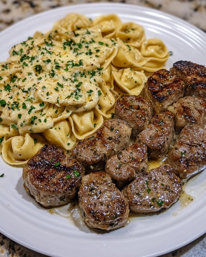 Bistecca Burro Aglio Tortellini Cremosi