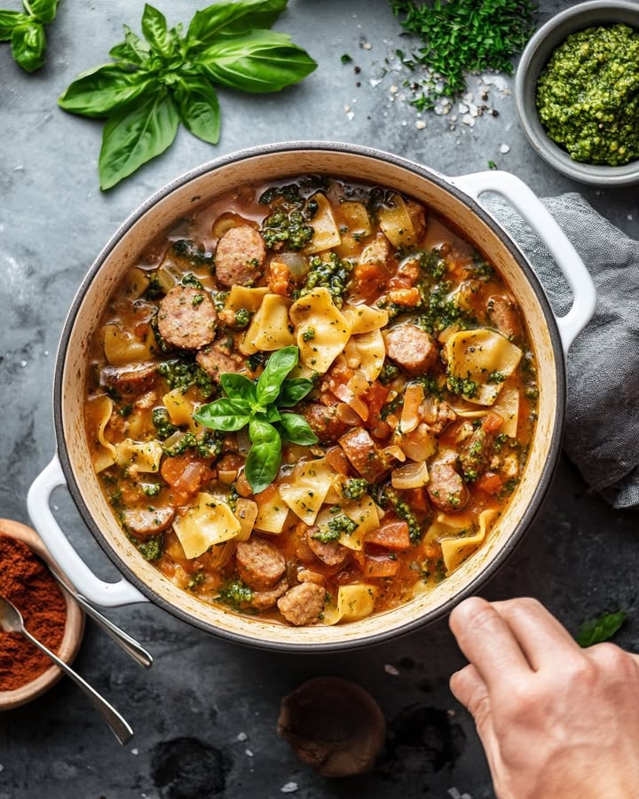 Minestrone Salsiccia Pesto